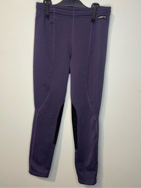 Kerrits Kids Fleece Lite II Knee Patch Riding Tights Equestrian Purple Grey